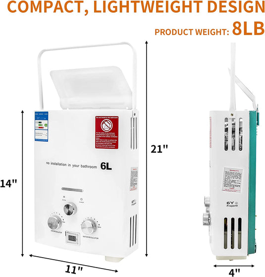 6L Hot Camper Rv Lpg Portable Gas Water Heater