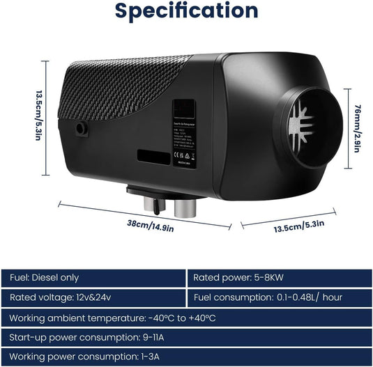 Black Bluetooth Spilt Diesel Heater 5KW/8KW